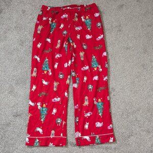JOYSPUN Red Flannel Christmas Dog & Cat Pajama Bottoms Pants; Size M